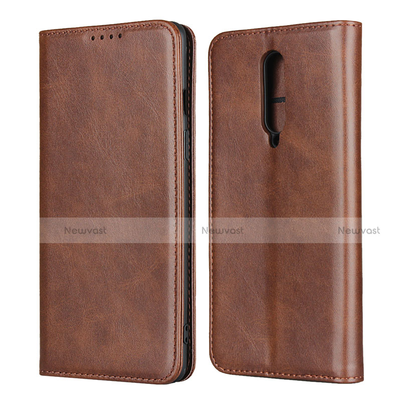 Leather Case Stands Flip Cover T06 Holder for OnePlus 8 Brown