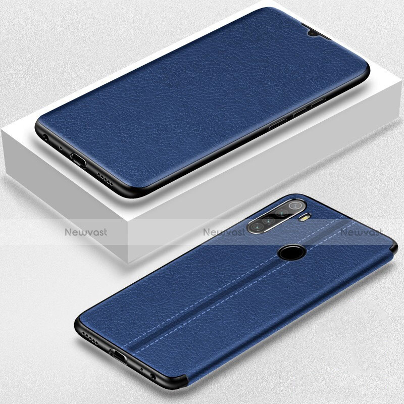 Leather Case Stands Flip Cover T06 Holder for Xiaomi Redmi Note 8 Blue