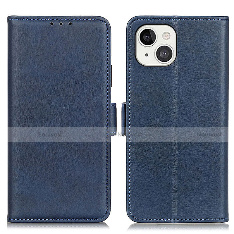 Leather Case Stands Flip Cover T07 Holder for Apple iPhone 13 Mini Blue