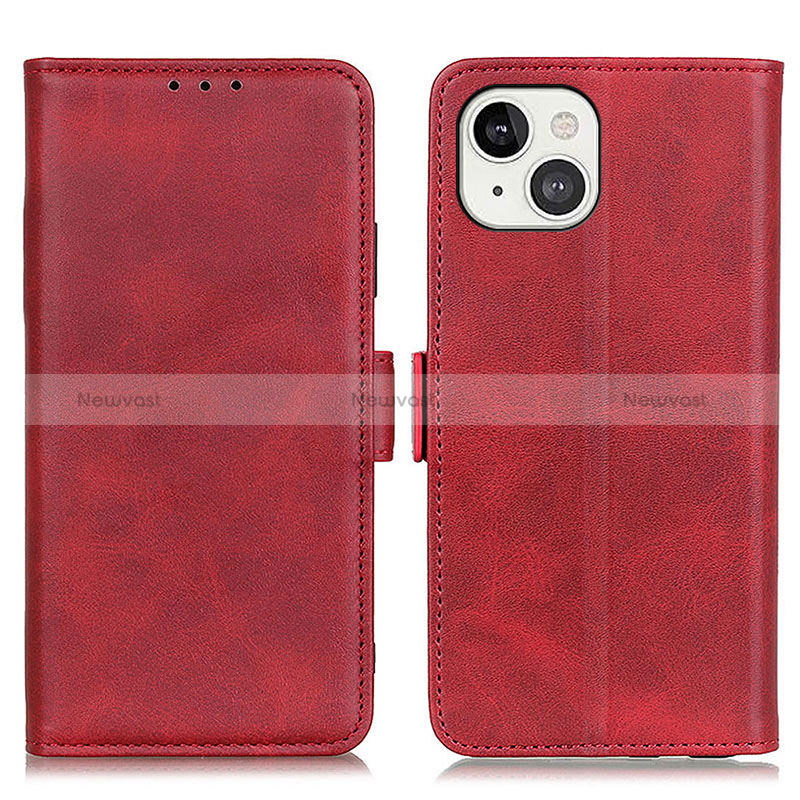 Leather Case Stands Flip Cover T07 Holder for Apple iPhone 15 Red