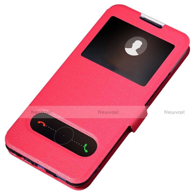 Leather Case Stands Flip Cover T07 Holder for Huawei Honor V20 Red