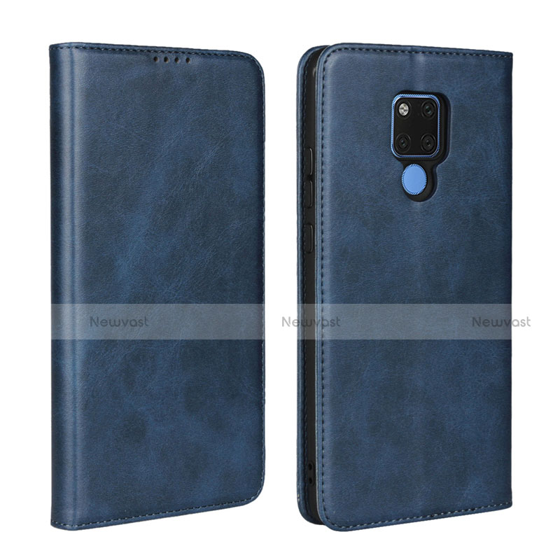 Leather Case Stands Flip Cover T07 Holder for Huawei Mate 20 X 5G Blue