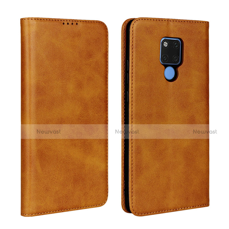 Leather Case Stands Flip Cover T07 Holder for Huawei Mate 20 X 5G Orange