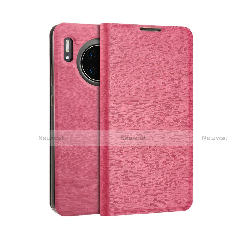 Leather Case Stands Flip Cover T07 Holder for Huawei Mate 30 Pink