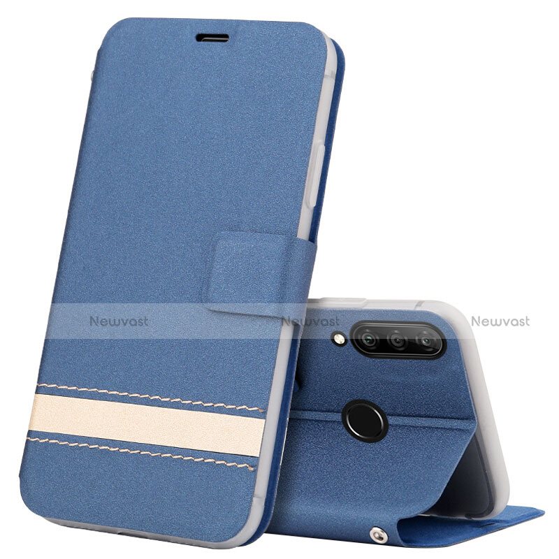 Leather Case Stands Flip Cover T07 Holder for Huawei Nova 4e Blue