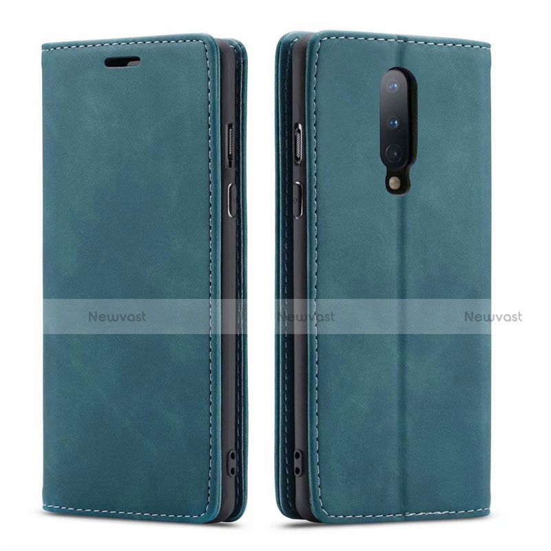 Leather Case Stands Flip Cover T07 Holder for OnePlus 8 Green