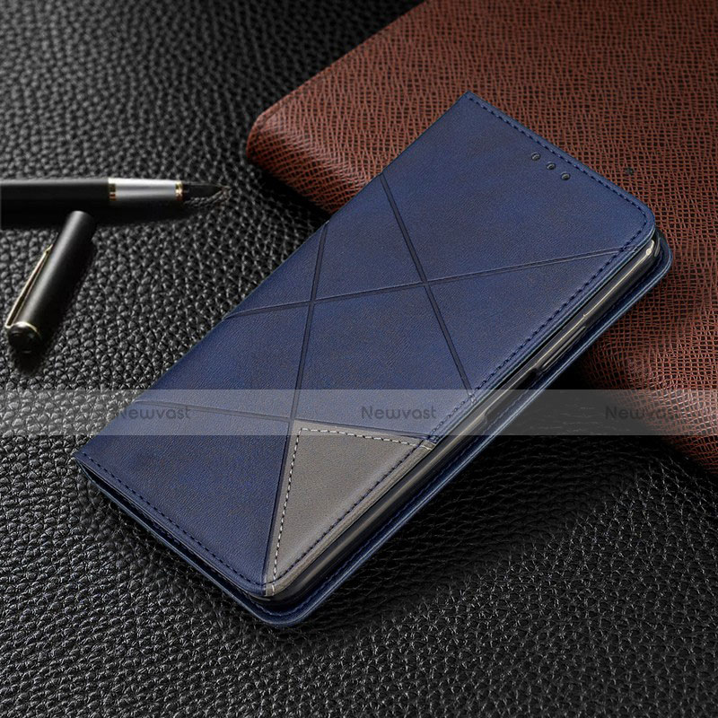 Leather Case Stands Flip Cover T07 Holder for Oppo Find X2 Neo Blue