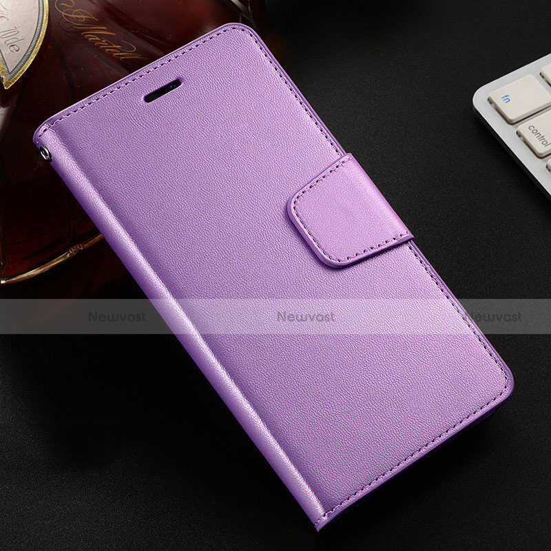 Leather Case Stands Flip Cover T07 Holder for Oppo R17 Neo Purple