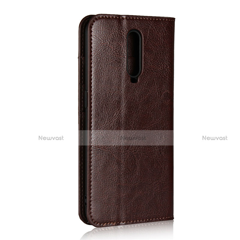 Leather Case Stands Flip Cover T07 Holder for Oppo R17 Pro Brown