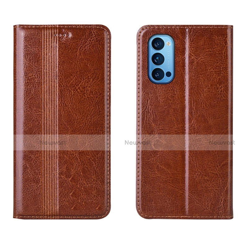 Leather Case Stands Flip Cover T07 Holder for Oppo Reno4 5G