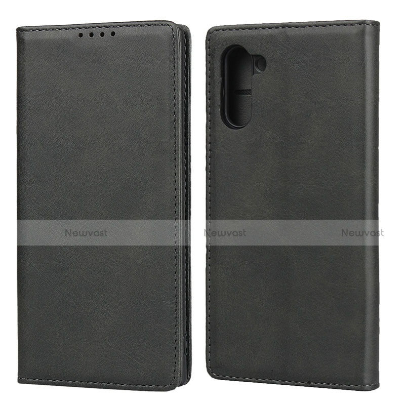 Leather Case Stands Flip Cover T07 Holder for Samsung Galaxy Note 10 5G Black