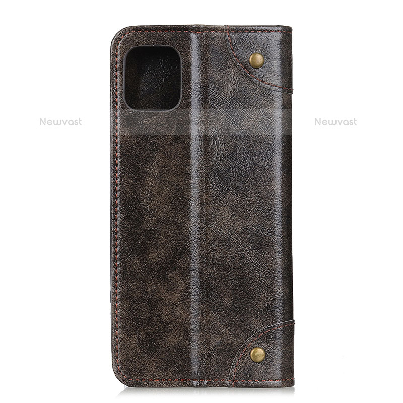 Leather Case Stands Flip Cover T07 Holder for Xiaomi Mi 11 Lite 4G Brown