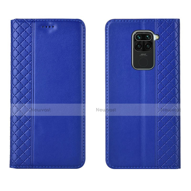 Leather Case Stands Flip Cover T07 Holder for Xiaomi Redmi 10X 4G Blue