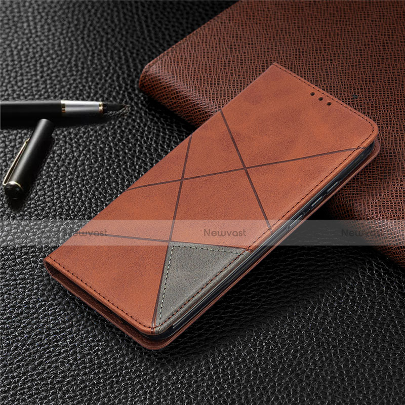 Leather Case Stands Flip Cover T07 Holder for Xiaomi Redmi 9A Brown