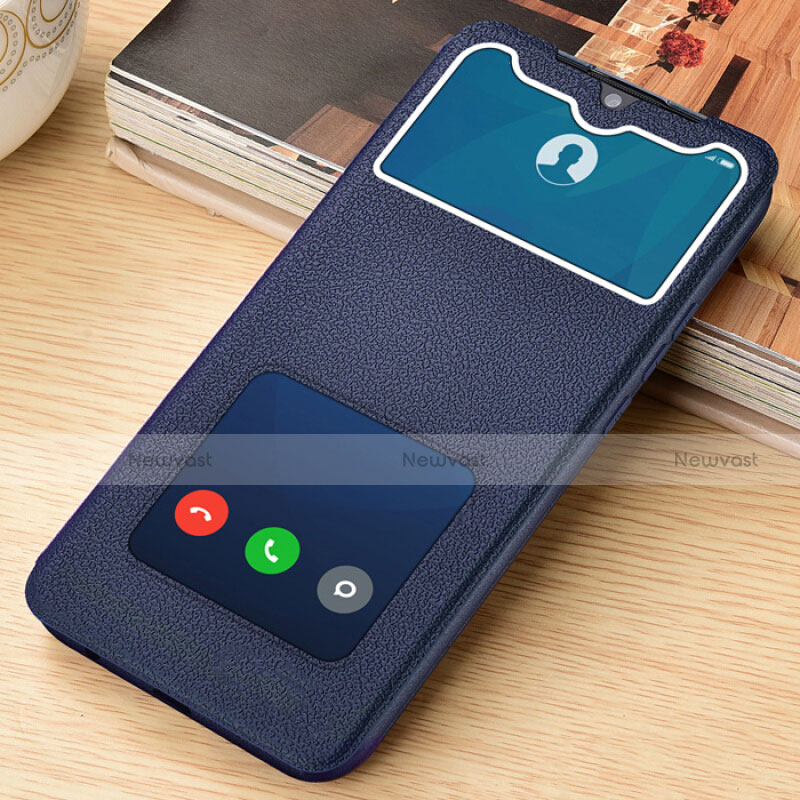 Leather Case Stands Flip Cover T07 Holder for Xiaomi Redmi Note 8 (2021) Blue