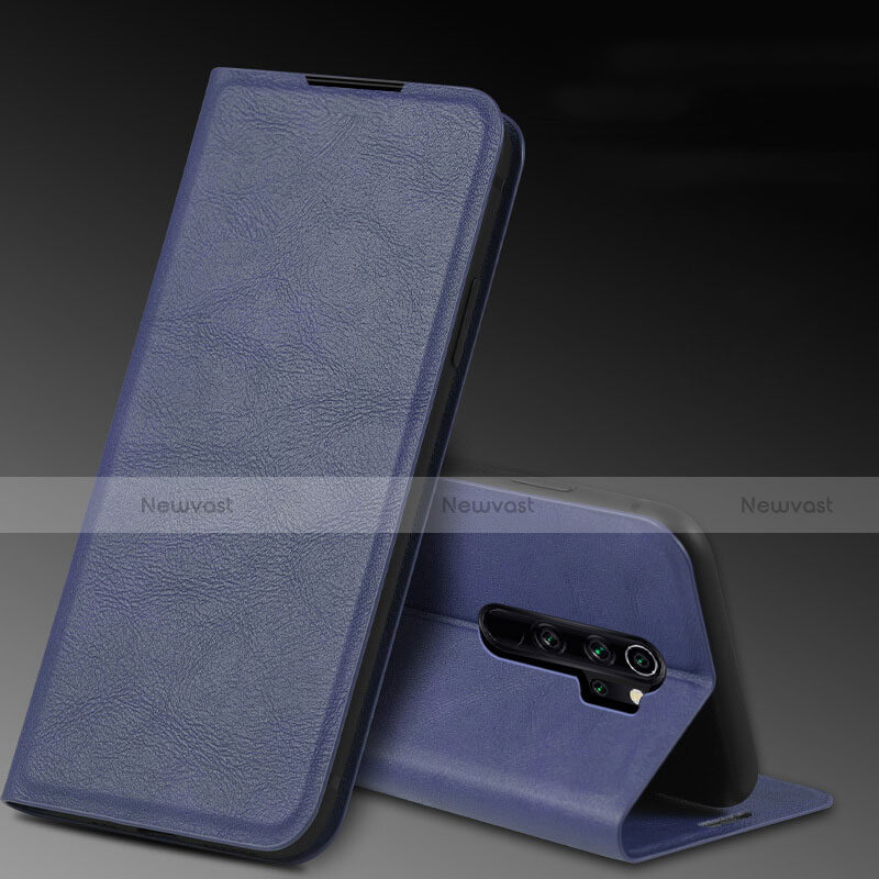 Leather Case Stands Flip Cover T07 Holder for Xiaomi Redmi Note 8 Pro Blue