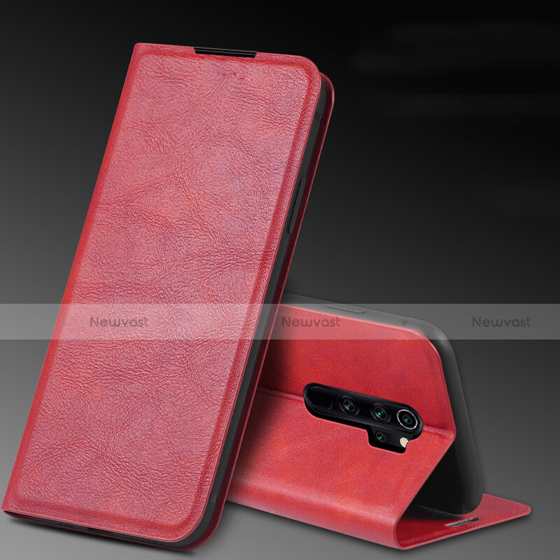 Leather Case Stands Flip Cover T07 Holder for Xiaomi Redmi Note 8 Pro Red