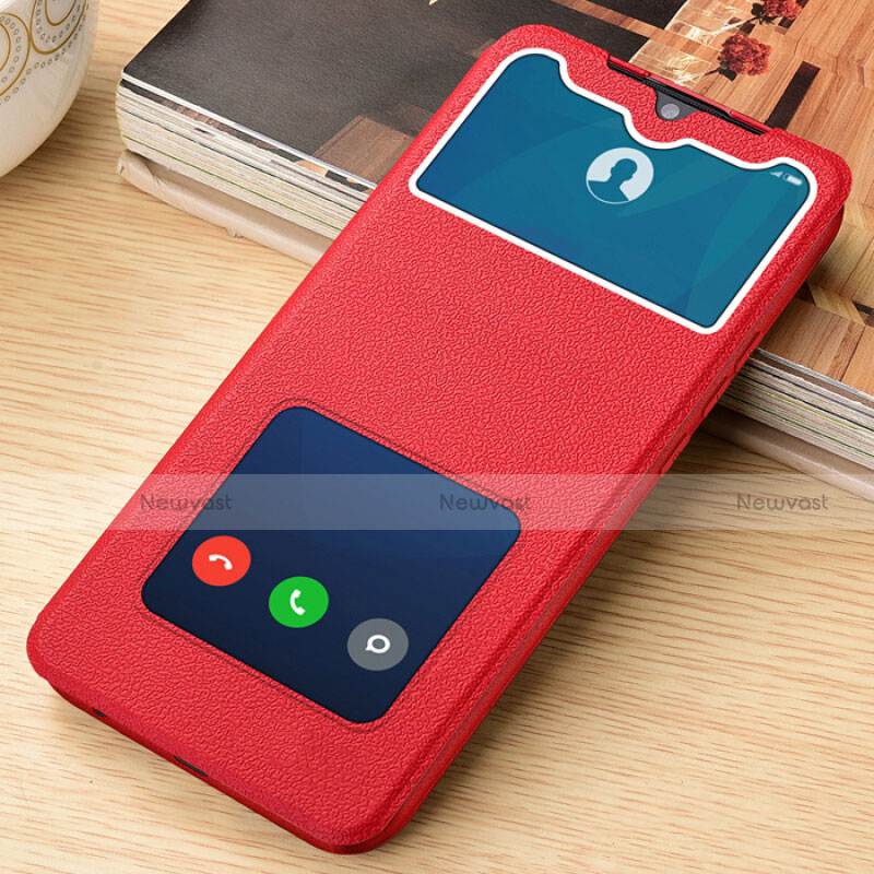 Leather Case Stands Flip Cover T07 Holder for Xiaomi Redmi Note 8 Red