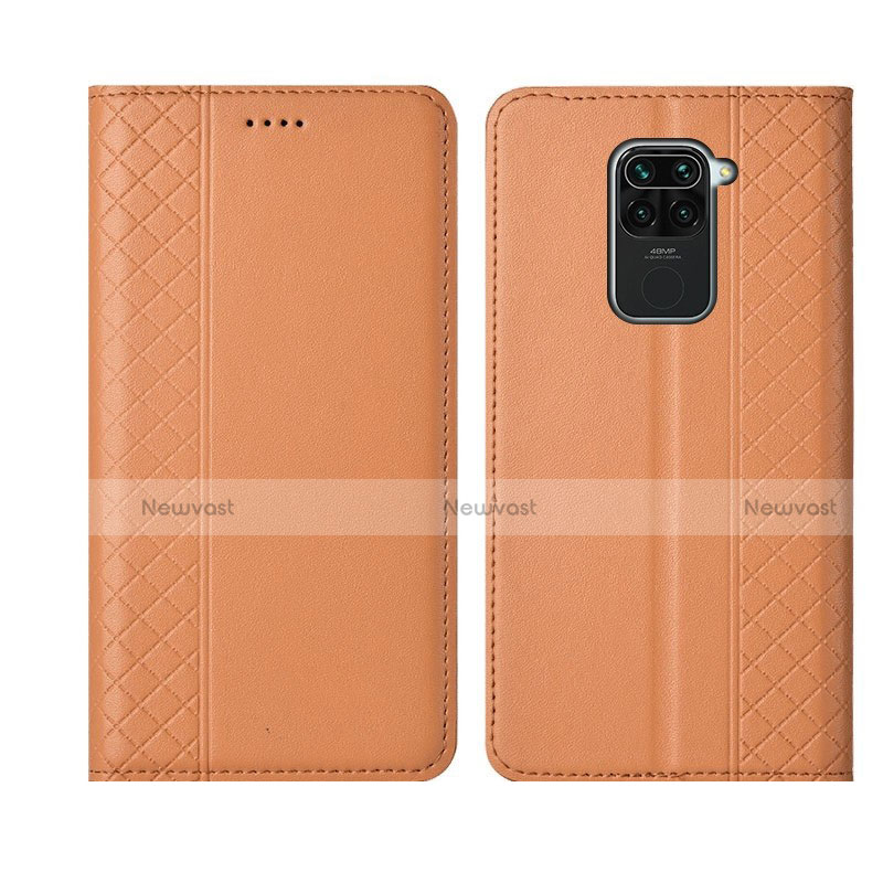 Leather Case Stands Flip Cover T07 Holder for Xiaomi Redmi Note 9 Orange