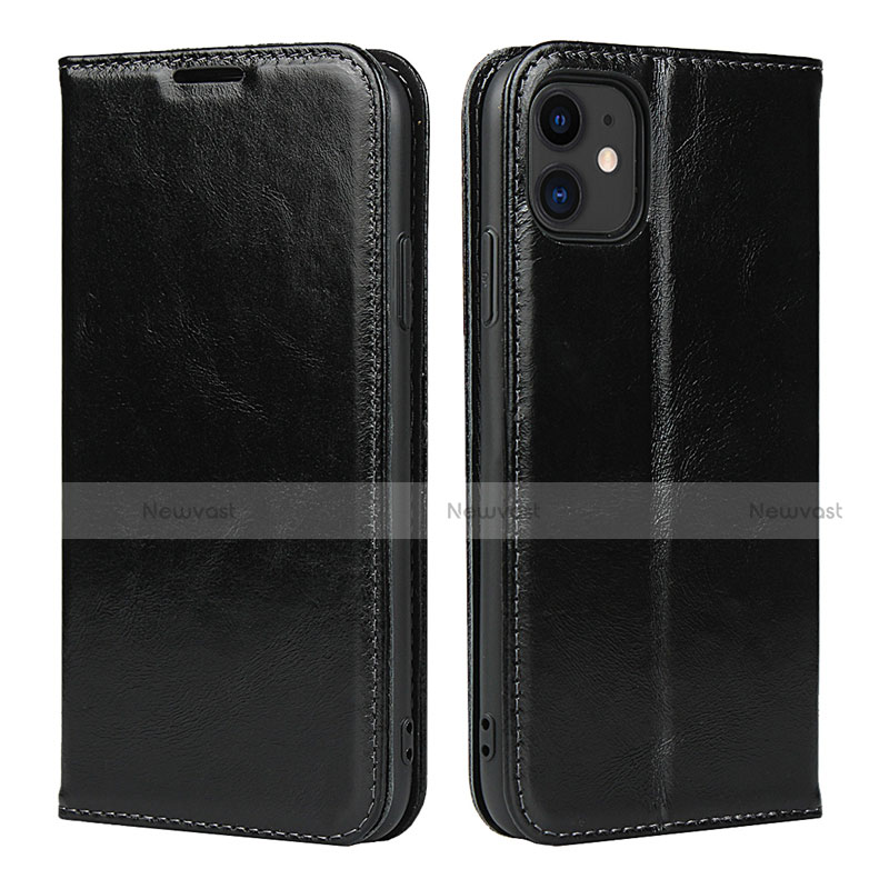 Leather Case Stands Flip Cover T08 Holder for Apple iPhone 11 Black