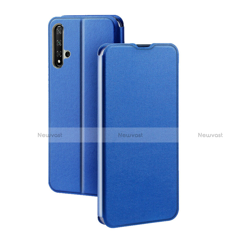 Leather Case Stands Flip Cover T08 Holder for Huawei Honor 20S Blue