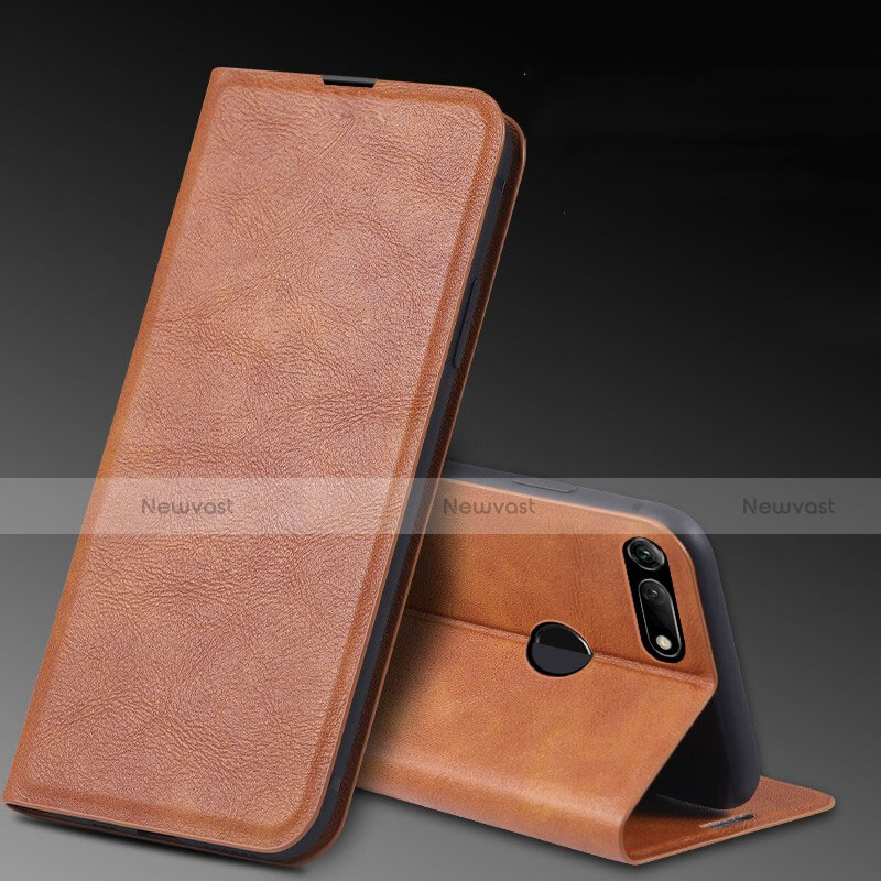 Leather Case Stands Flip Cover T08 Holder for Huawei Honor View 20 Orange