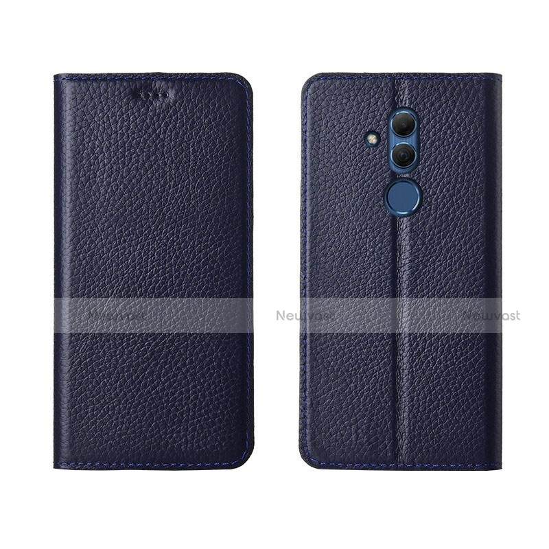 Leather Case Stands Flip Cover T08 Holder for Huawei Mate 20 Lite Blue