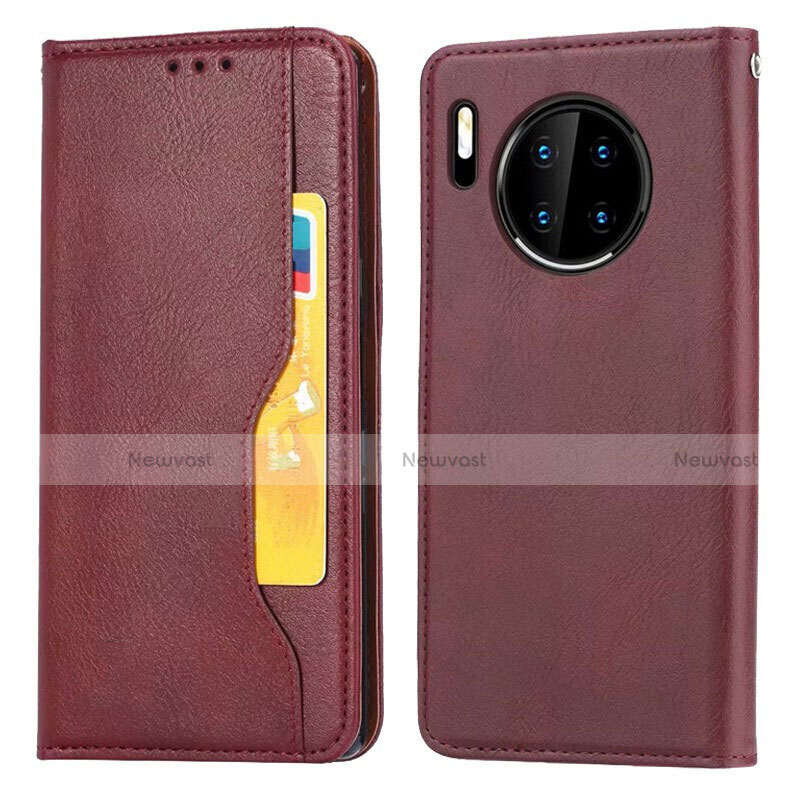 Leather Case Stands Flip Cover T08 Holder for Huawei Mate 30 Pro 5G Red Wine