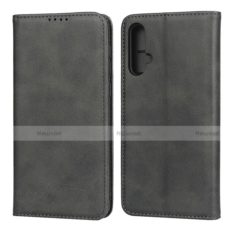 Leather Case Stands Flip Cover T08 Holder for Huawei Nova 5 Black