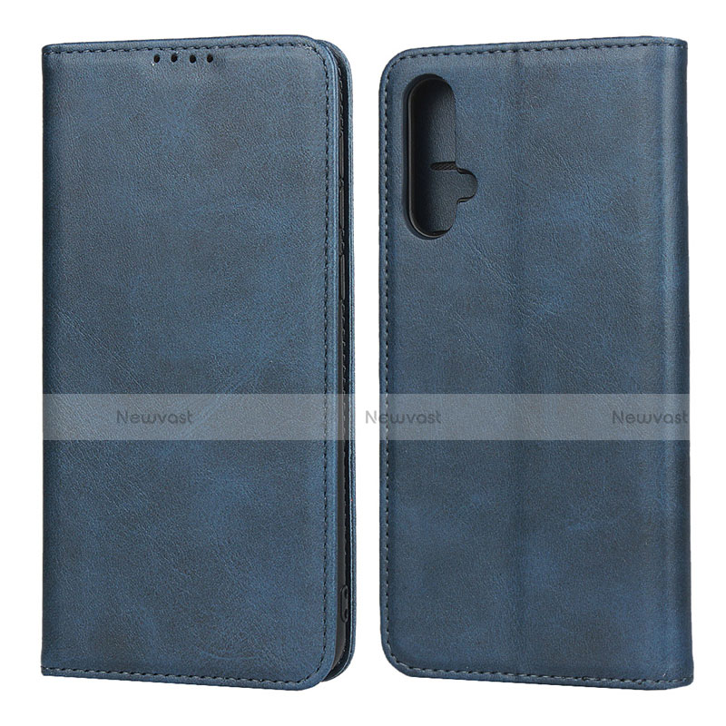 Leather Case Stands Flip Cover T08 Holder for Huawei Nova 5 Blue