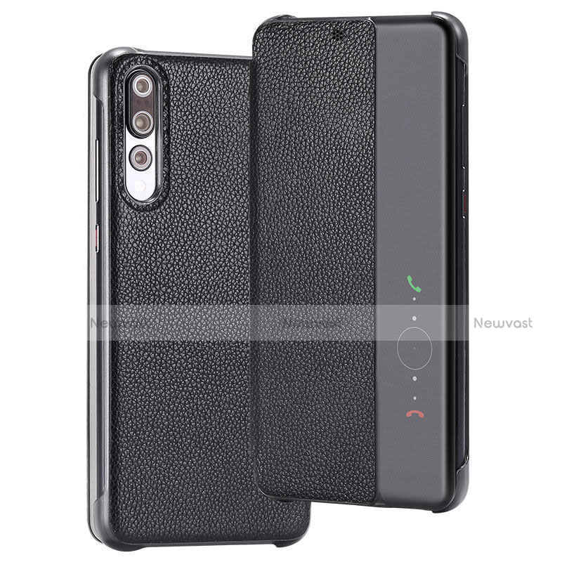 Leather Case Stands Flip Cover T08 Holder for Huawei P20 Pro Black