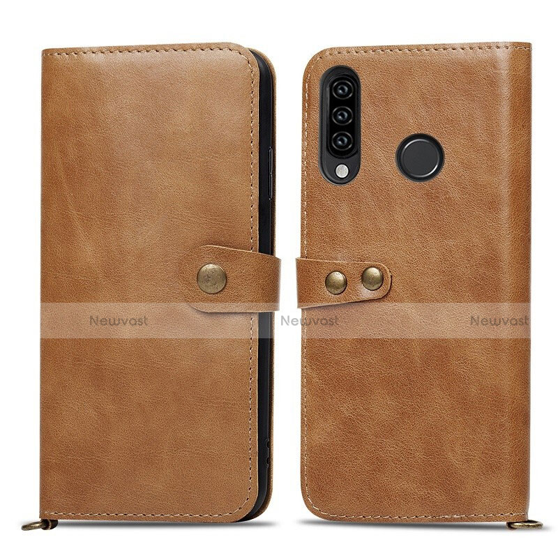 Leather Case Stands Flip Cover T08 Holder for Huawei P30 Lite Orange