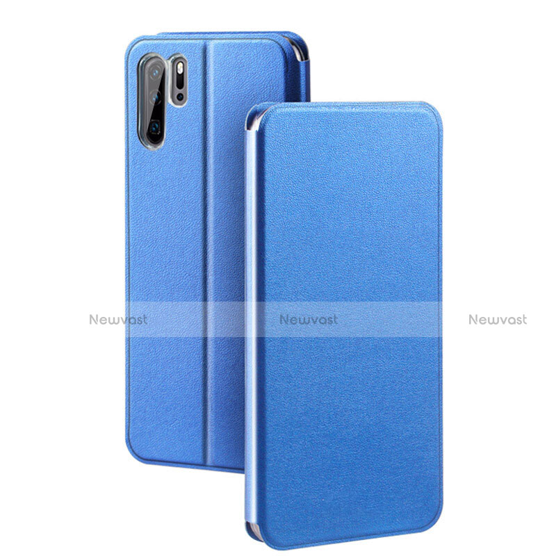 Leather Case Stands Flip Cover T08 Holder for Huawei P30 Pro Blue