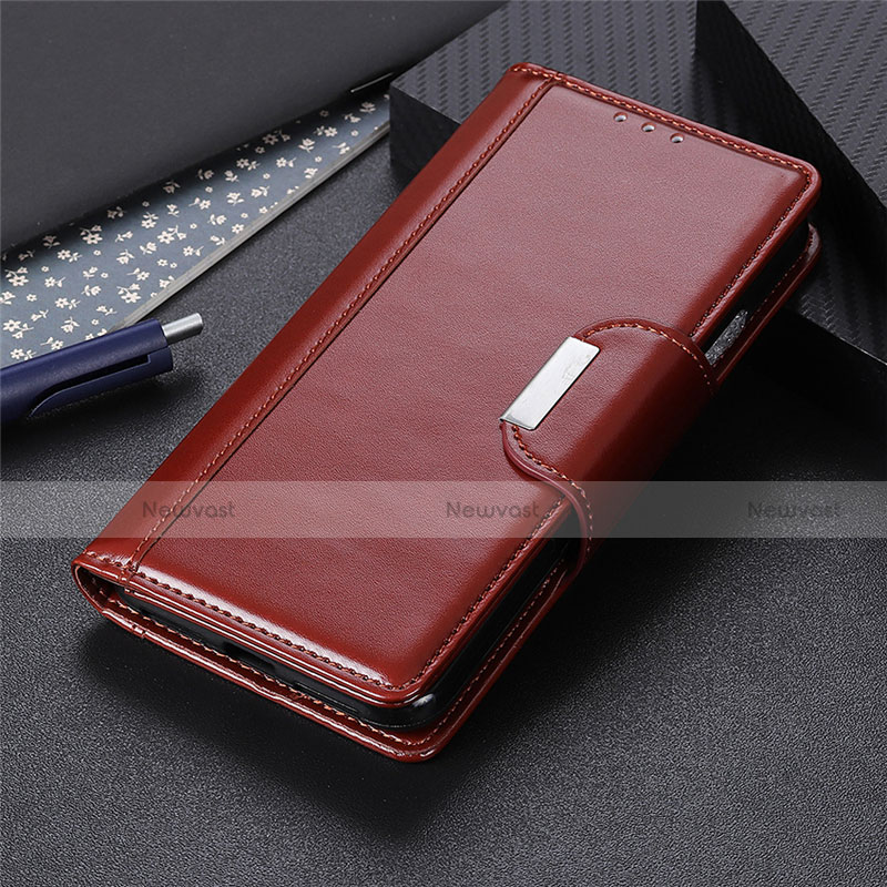 Leather Case Stands Flip Cover T08 Holder for Oppo A91 Brown
