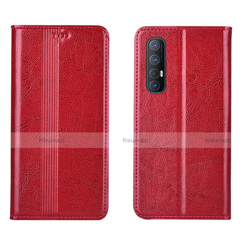 Leather Case Stands Flip Cover T08 Holder for Oppo Find X2 Neo Red