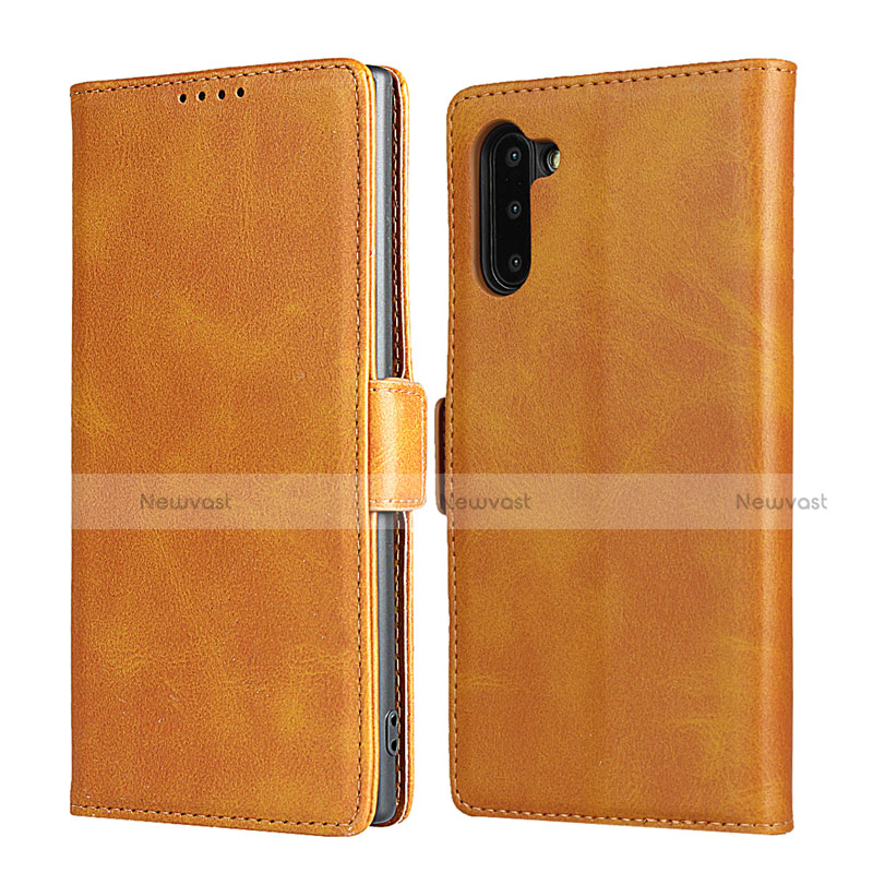 Leather Case Stands Flip Cover T08 Holder for Samsung Galaxy Note 10 5G Orange