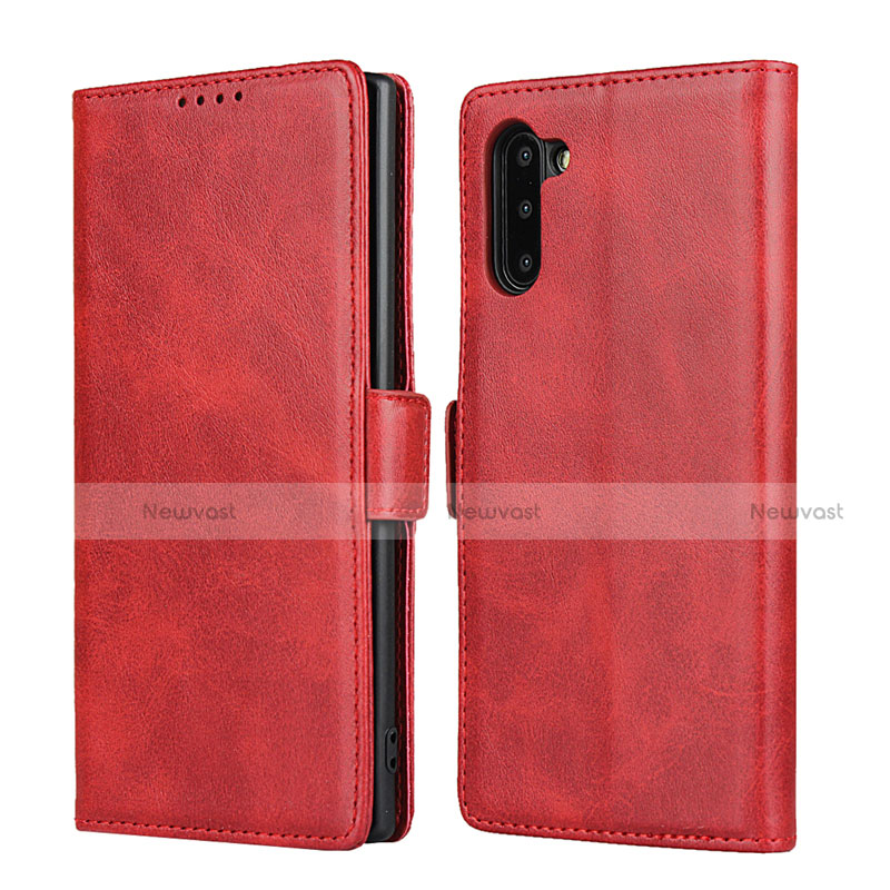 Leather Case Stands Flip Cover T08 Holder for Samsung Galaxy Note 10 5G Red