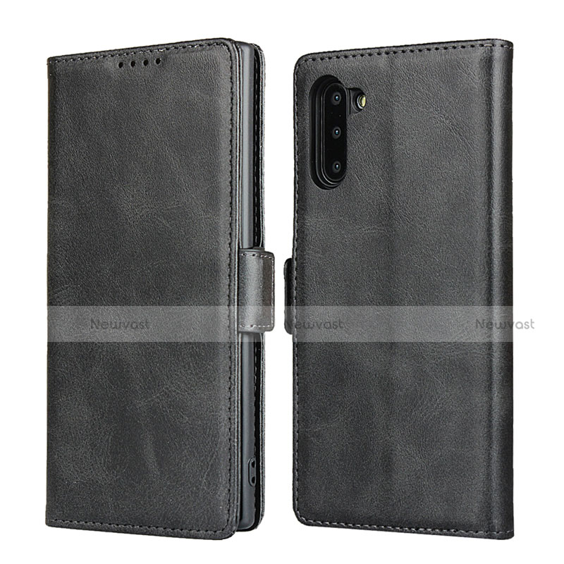 Leather Case Stands Flip Cover T08 Holder for Samsung Galaxy Note 10 Black