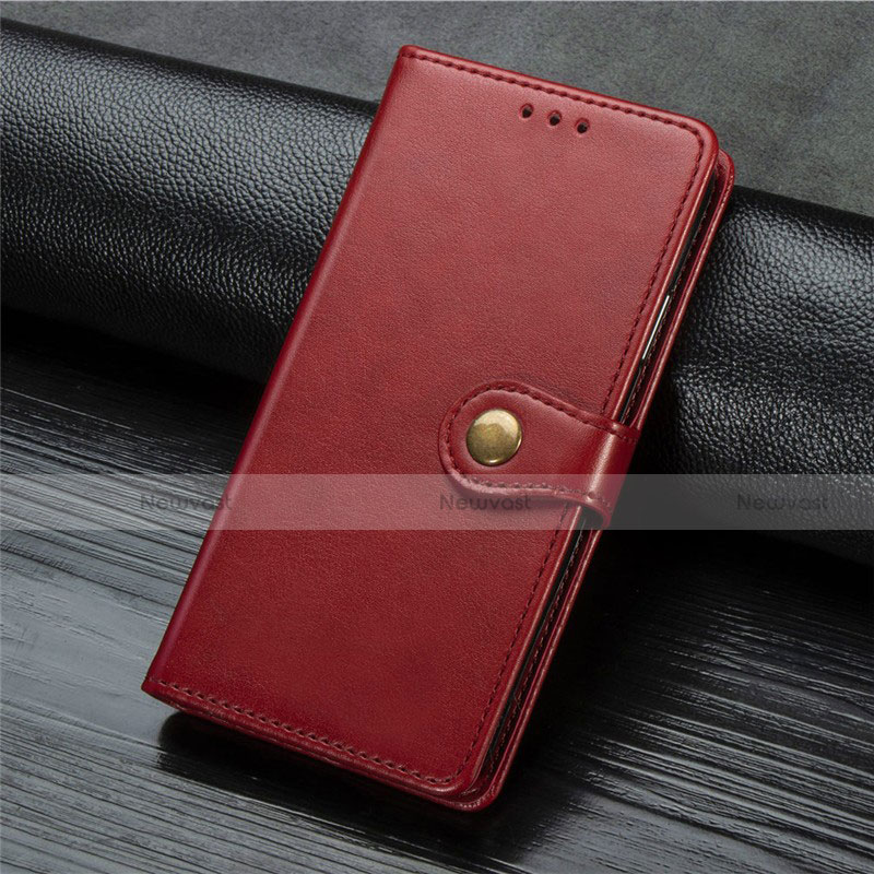 Leather Case Stands Flip Cover T08 Holder for Xiaomi Mi 10 Red