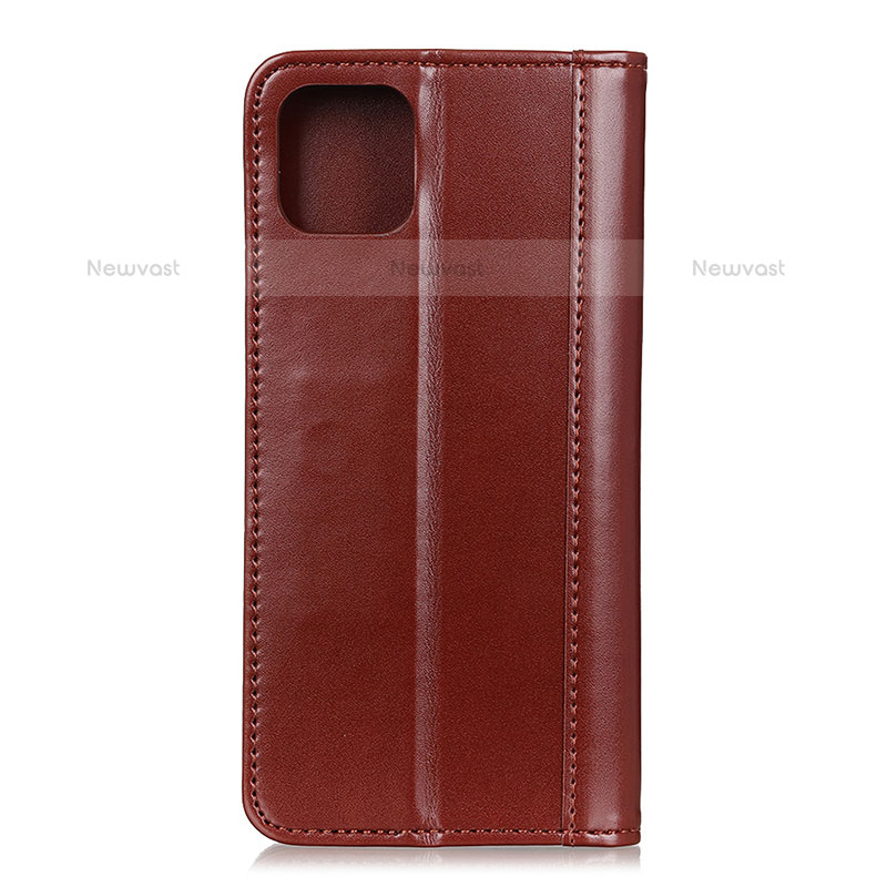 Leather Case Stands Flip Cover T08 Holder for Xiaomi Mi 11 5G Brown