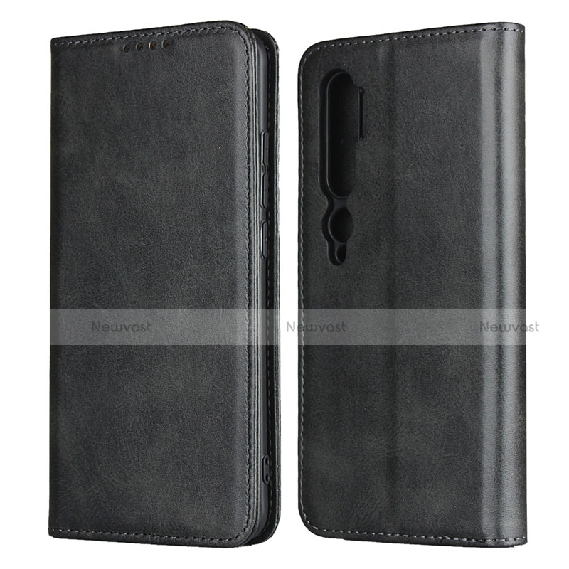 Leather Case Stands Flip Cover T08 Holder for Xiaomi Mi Note 10 Pro Black