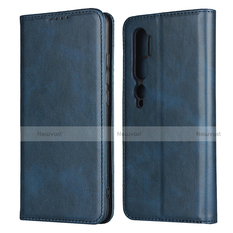 Leather Case Stands Flip Cover T08 Holder for Xiaomi Mi Note 10 Pro Blue