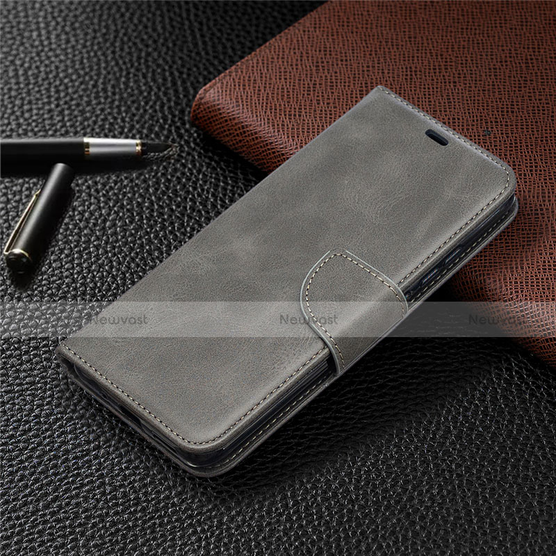 Leather Case Stands Flip Cover T08 Holder for Xiaomi Redmi 9i Gray