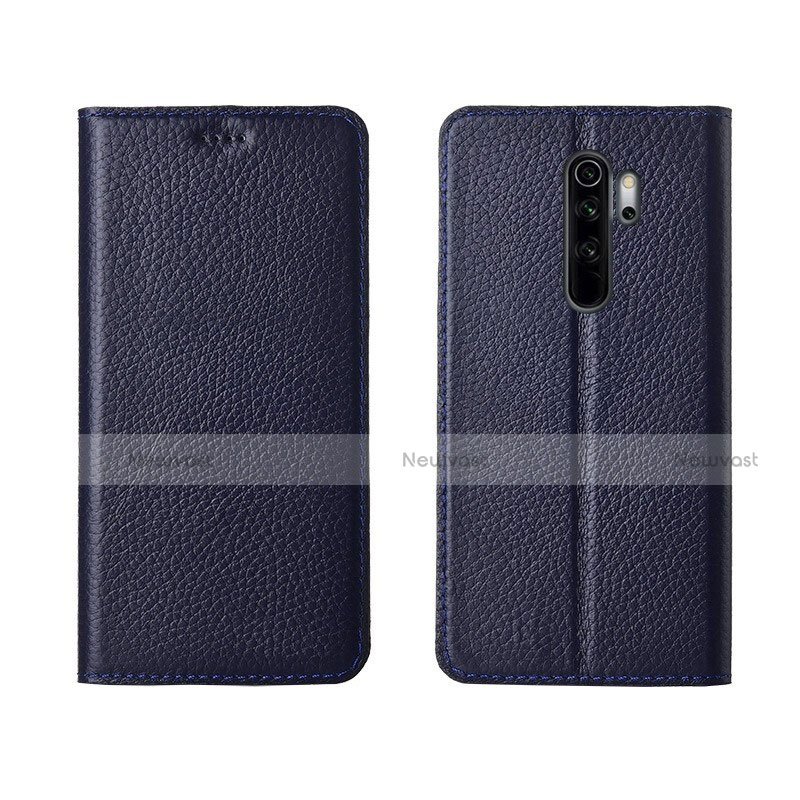 Leather Case Stands Flip Cover T08 Holder for Xiaomi Redmi Note 8 Pro Blue