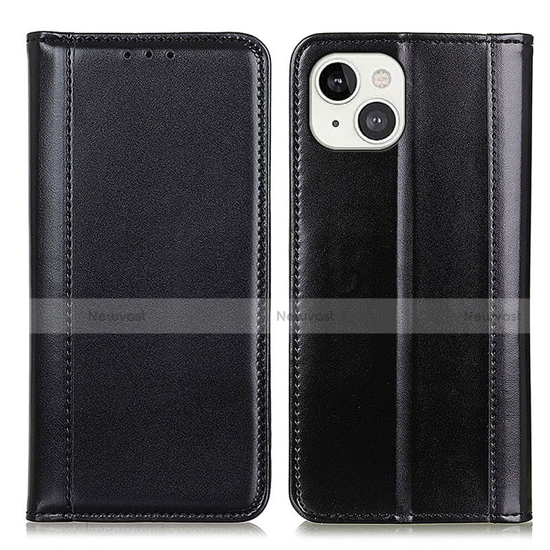 Leather Case Stands Flip Cover T09 Holder for Apple iPhone 14 Plus Black