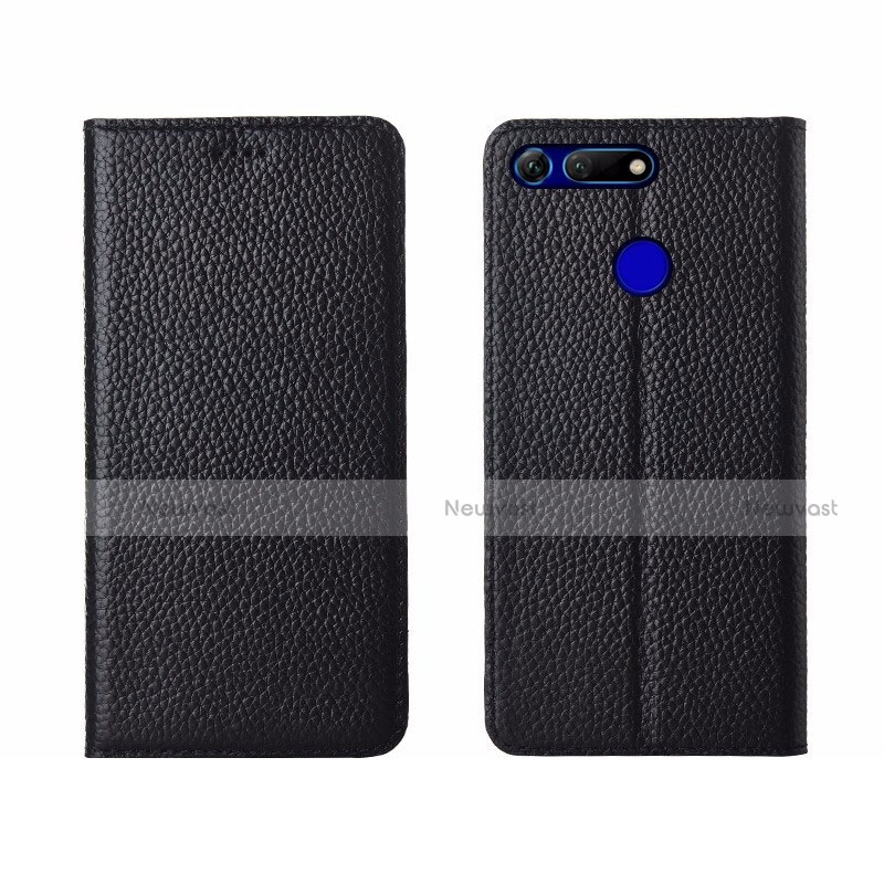 Leather Case Stands Flip Cover T09 Holder for Huawei Honor V20 Black