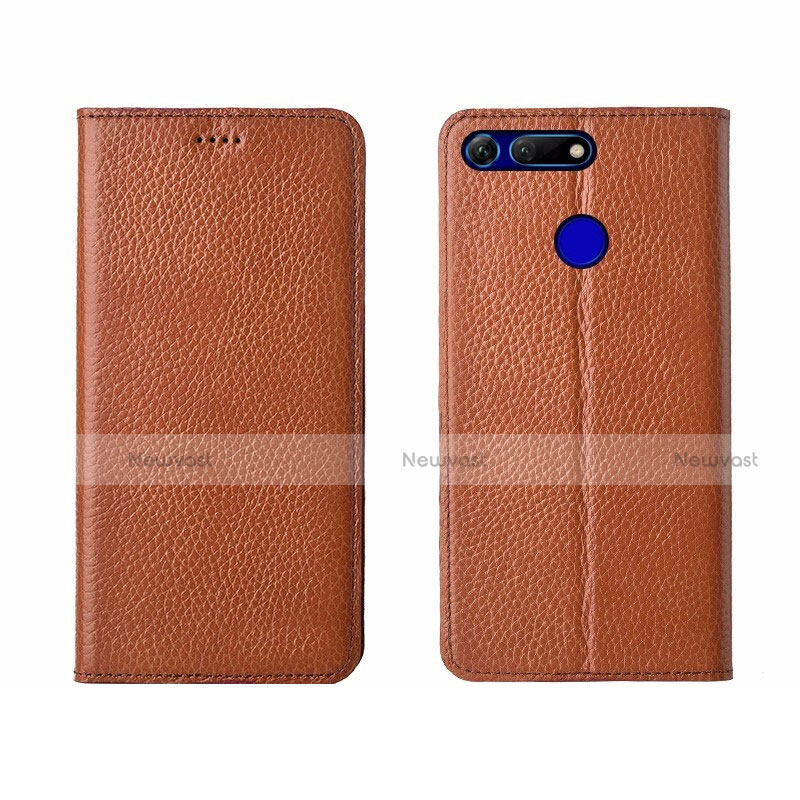 Leather Case Stands Flip Cover T09 Holder for Huawei Honor View 20 Orange