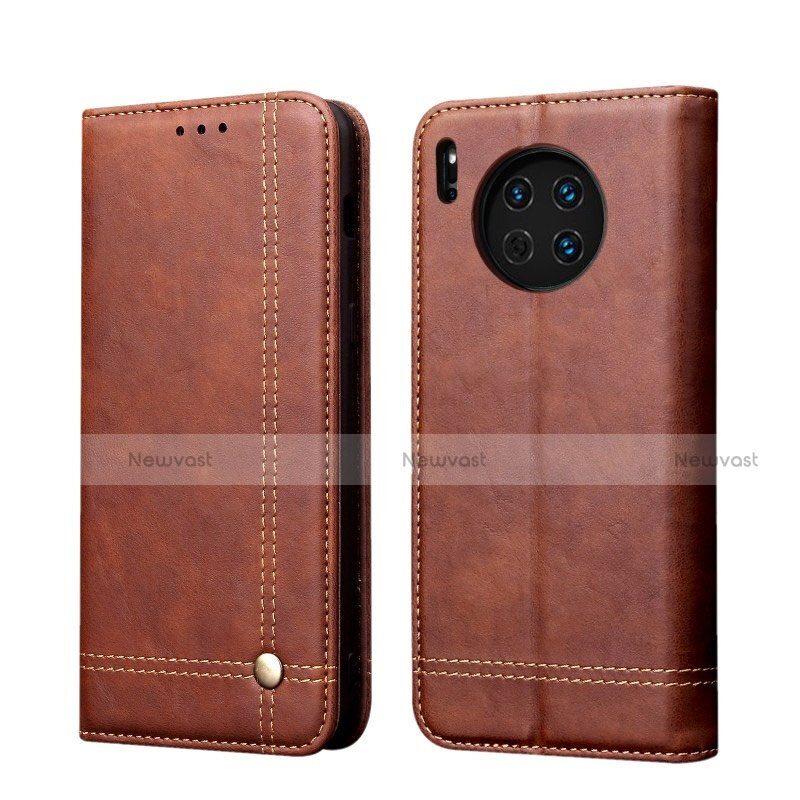 Leather Case Stands Flip Cover T09 Holder for Huawei Mate 30 5G Brown