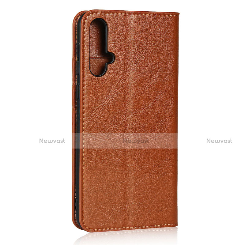 Leather Case Stands Flip Cover T09 Holder for Huawei Nova 5 Orange