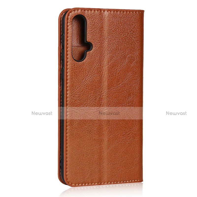 Leather Case Stands Flip Cover T09 Holder for Huawei Nova 5 Pro Orange